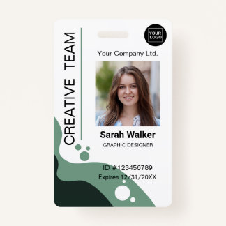 Designer ID Employee Photo Logo Name green Badge
