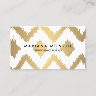 DESIGNER IKAT PATTERN in FAUX GOLD Business Card