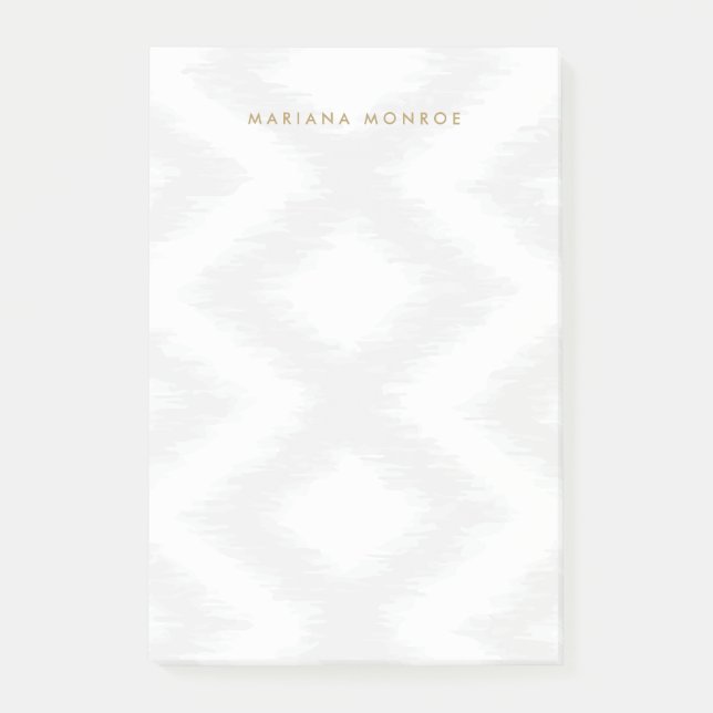 DESIGNER IKAT PATTERN in GRAY/WHITE Personalized Post-it Notes (Front)