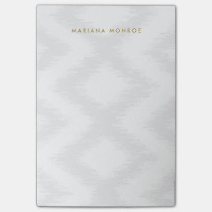 DESIGNER IKAT PATTERN in GRAY/WHITE Personalized Post-it Notes