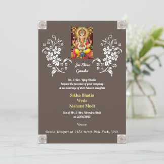 Designer Indian Ganesha Faire-part de mariage