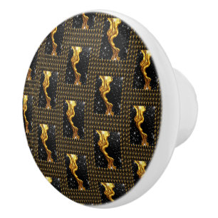 Designer Liquid Gold Black Monochrome Luxury Achem Ceramic Knob