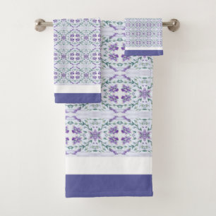 Designer Periwinkle Floral Decorative Bath Towel Set