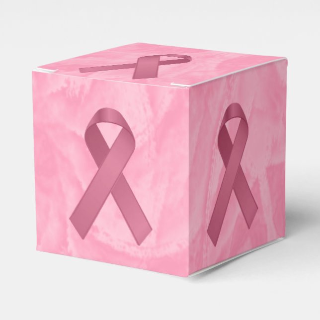 Designer Pink Ribbon Favor Box (Front Side)