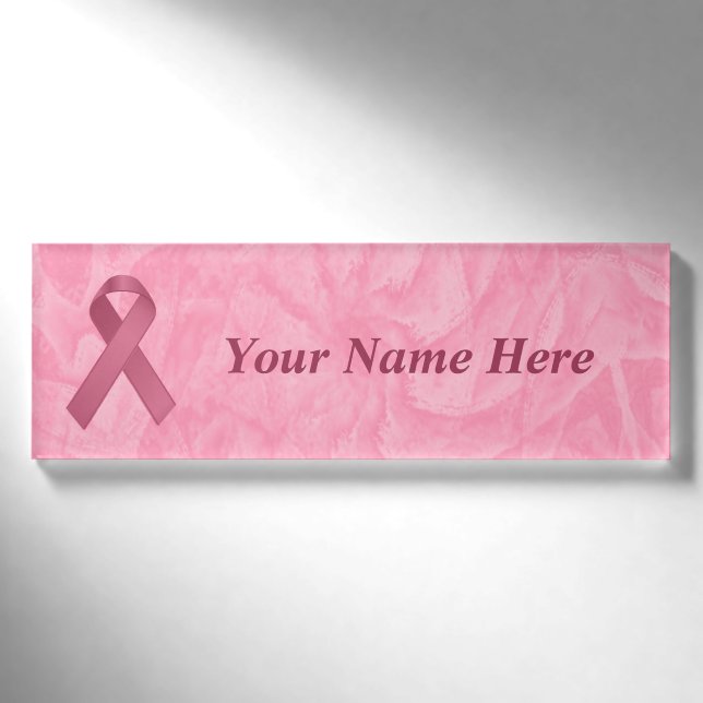Designer Pink Ribbon Name Tag (Front)