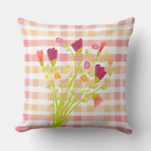 Designer Plaid and Floral Pillow