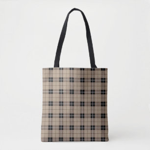 Designer plaid /tartan pattern brown and Black Tote Bag