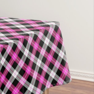 Designer plaid / tartan pattern pink and black tablecloth