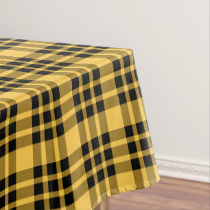 Designer plaid / tartan pattern yellow and black tablecloth