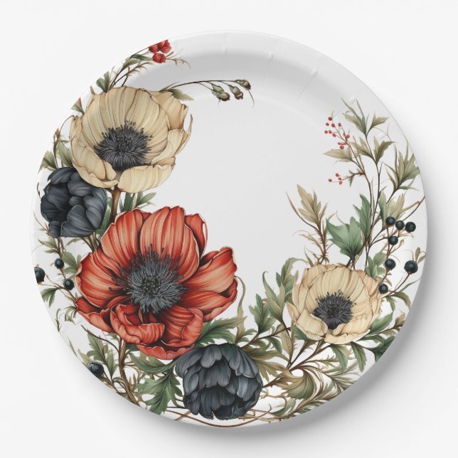 Designer Series Florals Paper Plate (Front)