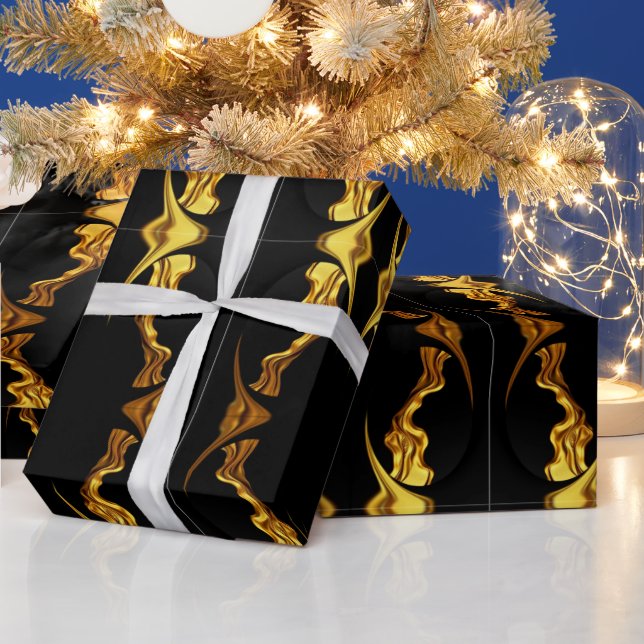 Designer Statement: Opulent Swirl Pattern Gold Foi Wrapping Paper (Holidays)