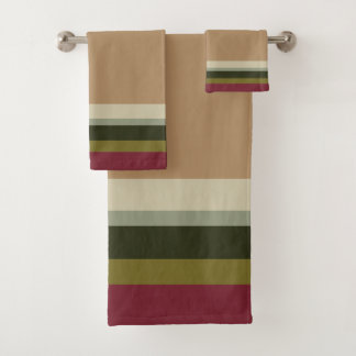 Designer Stripe Accented Bath Towel Set