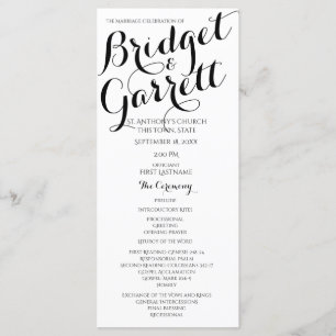 Designer Text Black and White Wedding Program
