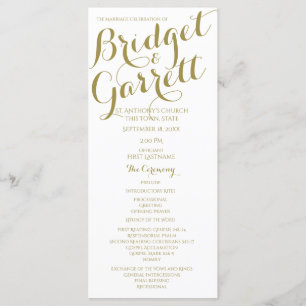 Designer Text Gold and White Wedding Program