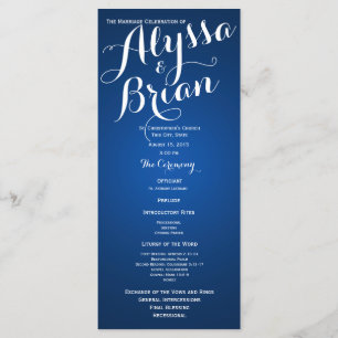 Designer Text Sapphire Blue Wedding Program