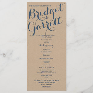 Designer Text Wedding Program Kraft Look