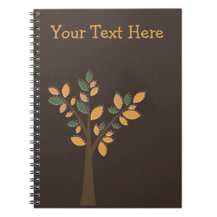 Designer Tree Brown Spiral Personalized Notebook