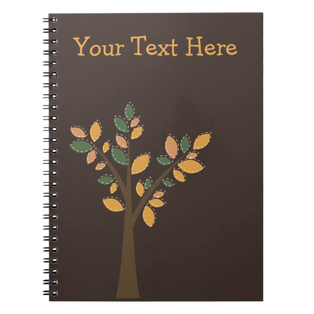 Designer Tree Brown Spiral Personalized Notebook (Front)