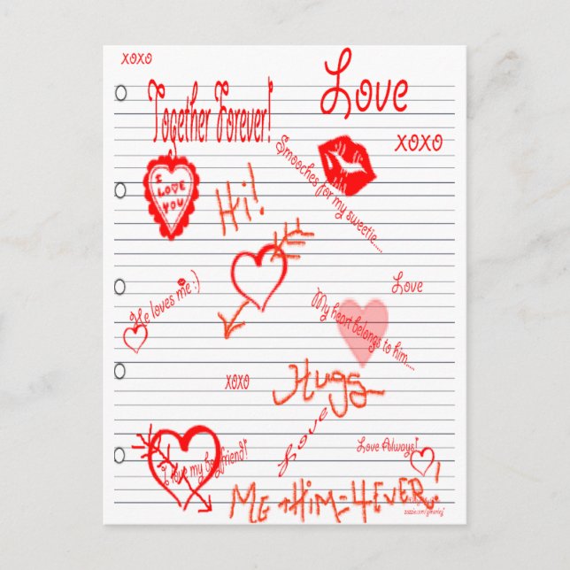 Designs By Gina Love Doodles Postcard (Front)