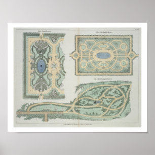 Designs for French, Old English and Modern English Poster