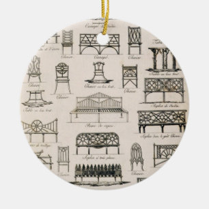 Designs for garden seats, from 'A Compendium of Dr Ceramic Ornament