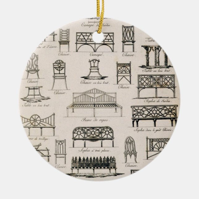 Designs for garden seats, from 'A Compendium of Dr Ceramic Ornament (Front)