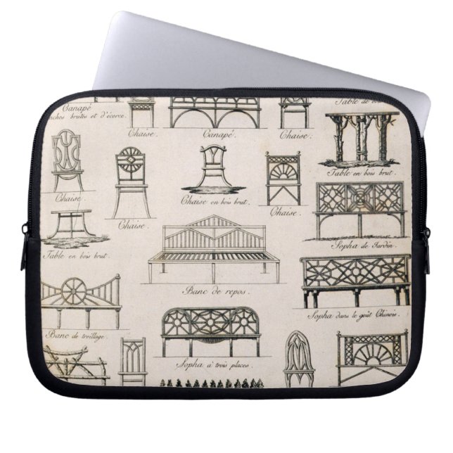 Designs for garden seats, from 'A Compendium of Dr Laptop Sleeve (Front)