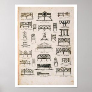 Designs for garden seats, from 'A Compendium of Dr Poster
