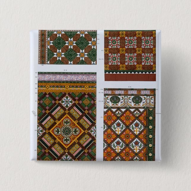Designs for Majolica and Enamelled Tiles for Maw & 2 Inch Square Button (Front)
