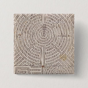 Designs for mazes, from 'The Dutch Gardener' by Jo 2 Inch Square Button