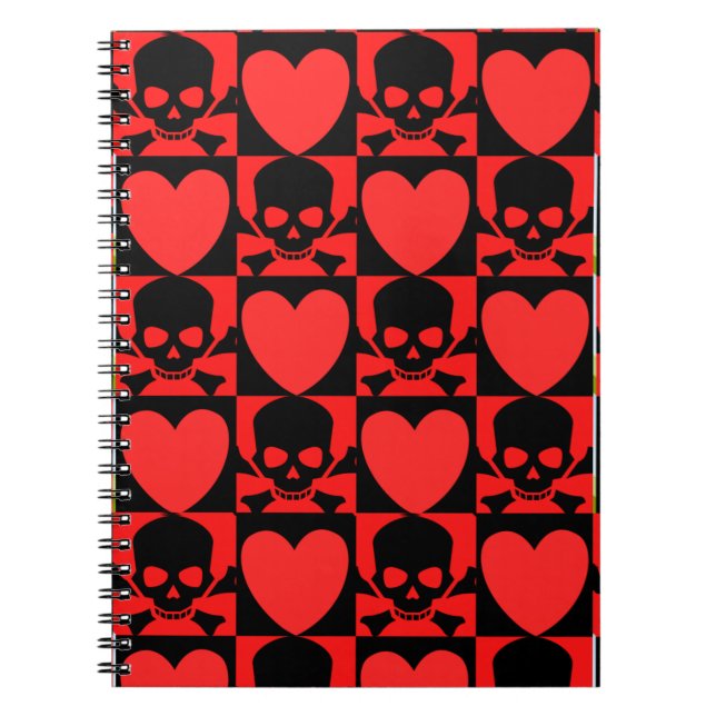 Designs with Skulls and Hearts Notebook (Front)