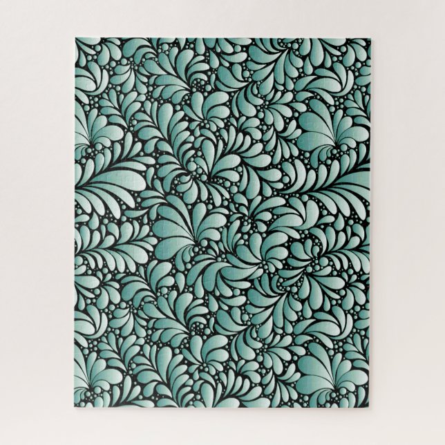 Desirable Fleur Pattern in Minty Green Jigsaw Puzzle (Vertical)