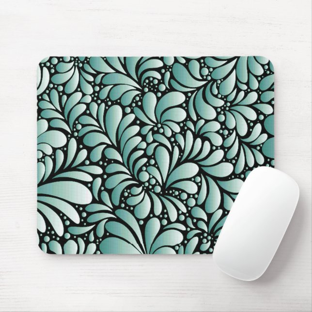 Desirable Fleur Pattern in Minty Green Mouse Pad (With Mouse)