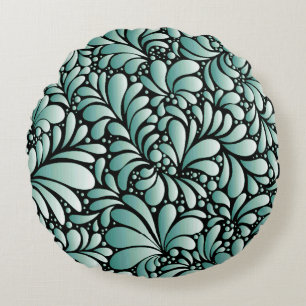 Desirable Fleur Pattern in Minty Green Round Pillow