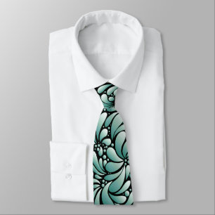 Desirable Fleur Pattern in Minty Green Tie