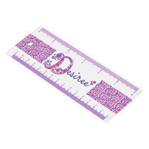 Desiree doodle art name pink purple ruler