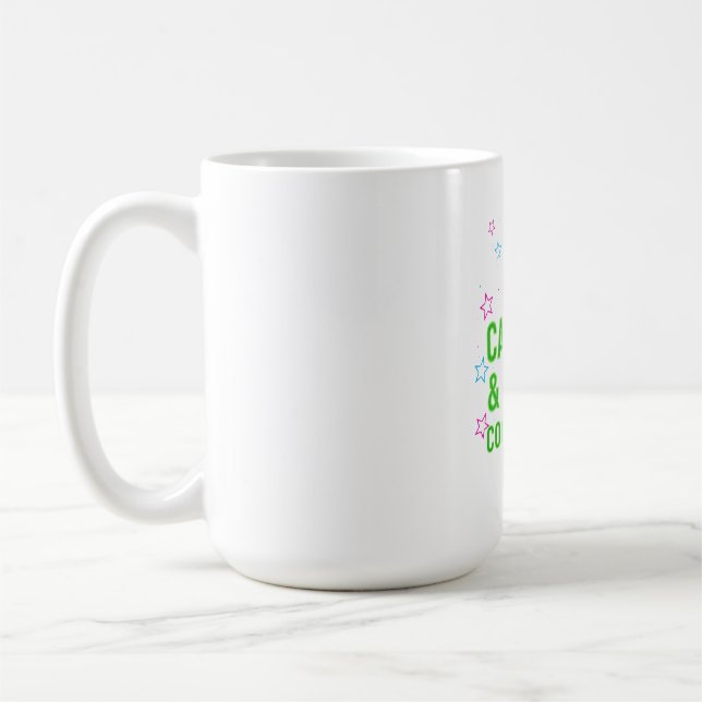 Desk Chaos + Hot Coffee – Women's Motivational Mug (Left)