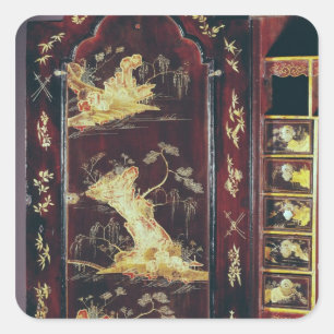 Desk decorated with Chinese lacquer Square Sticker