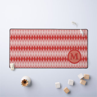 Desk mat - Argyle Pattern in Red with Monogram