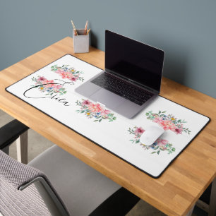 Desk Mat Floral Pink Pastel