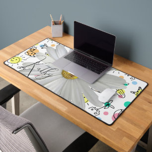 Desk Mat Floral White Daisy