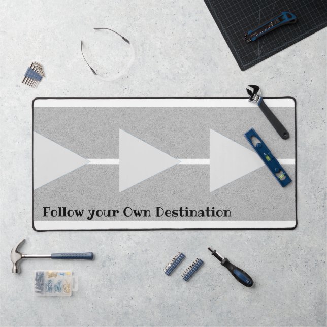 Desk Mat Grey Arrows Follow Destination (Workstation)