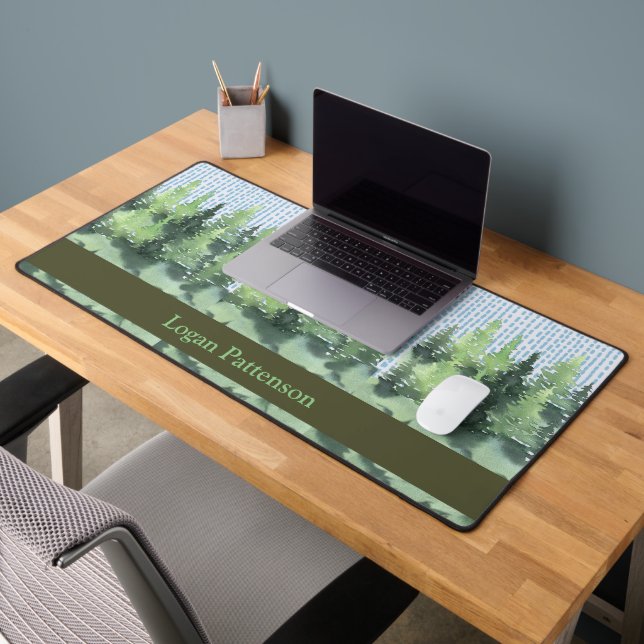 Desk Mat with Green Spruce Trees  (Office 2)