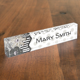 Desk Name Plate, Black Stripey Nameplate