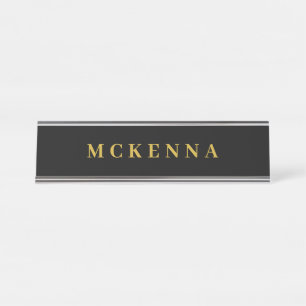 Desk Name Plate Custom Black Gold Office Sign