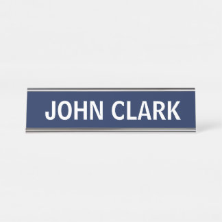 DESK NAME PLATE SIMPLE BASIC CUSTOM BLUE