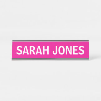 DESK NAME PLATE SIMPLE BASIC CUSTOM PINK