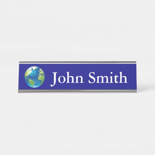 Desk Name Plate, Standard (2" x 8"), Silver Plate (Front)