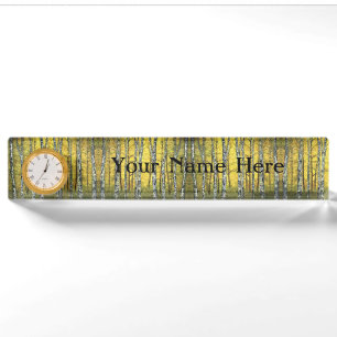 Desk Name Plate w/ Clock Option - Acadian Autumn