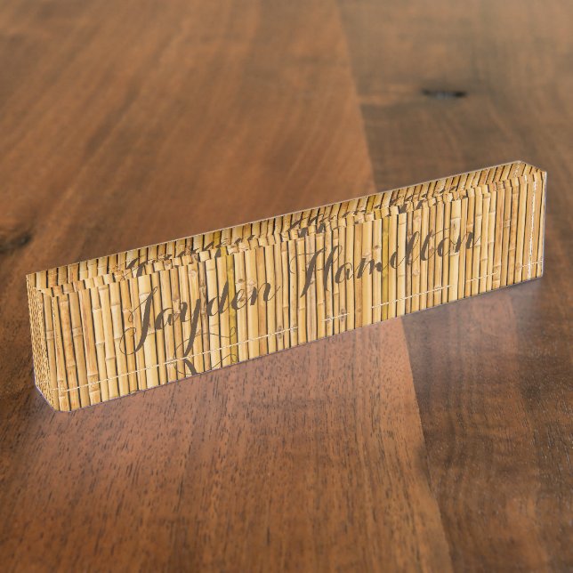 Desk Nameplate - HAMbyWhiteGlove - Bamboo (Side)